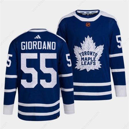 Men’s Toronto Maple Leafs Black #55 Mark Giordano Blue 2022 Reverse Retro Stitched Jersey