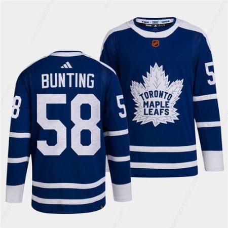 Men’s Toronto Maple Leafs Black #58 Michael Bunting Blue 2022 Reverse Retro Stitched Jersey