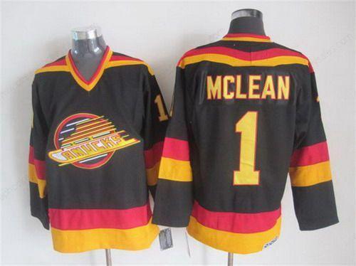 Men’s Vancouver Canucks #1 Kirk Mclean 1985-86 Black CCM Vintage Throwback