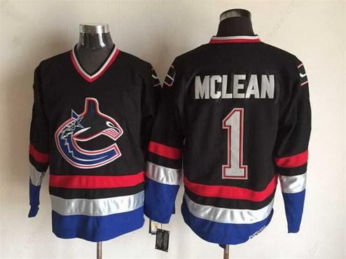 Men’s Vancouver Canucks #1 Kirk Mclean 2003-04 Black CCM Vintage Throwback Jersey