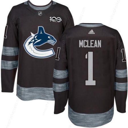 Men’s Vancouver Canucks #1 Kirk Mclean Black 100Th Anniversary Stitched NHL 2017 Adidas Hockey Jersey