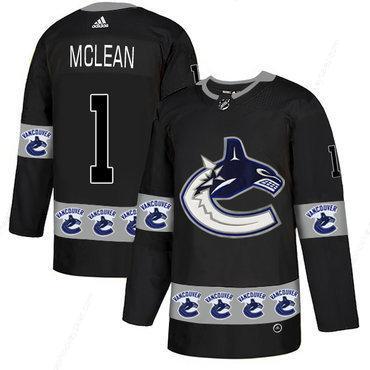 Men’s Vancouver Canucks #1 Kirk Mclean Black Team Logos Fashion Adidas Jersey