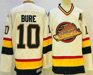 Men’s Vancouver Canucks #10 Pavel Bure White Throwback CCM Jersey