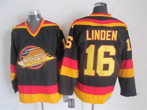 Men’s Vancouver Canucks #16 Trevor Linden 1985-86 Black CCM Vintage Throwback Jersey