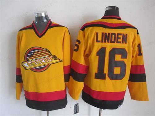 Men’s Vancouver Canucks #16 Trevor Linden 1985-86 Yellow CCM Vintage Throwback Jersey