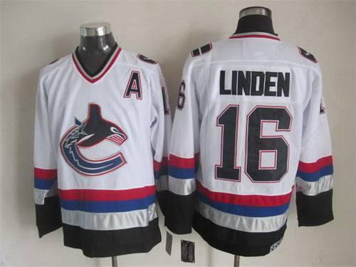 Men’s Vancouver Canucks #16 Trevor Linden 1997-98 White CCM Vintage Throwback Jersey