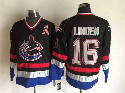 Men’s Vancouver Canucks #16 Trevor Linden 2003-04 Black CCM Vintage Throwback Jersey