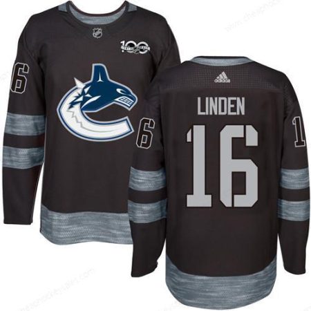 Men’s Vancouver Canucks #16 Trevor Linden Black 100Th Anniversary Stitched NHL 2017 Adidas Hockey Jersey