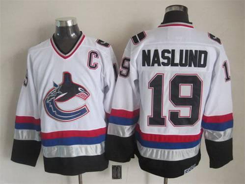 Men’s Vancouver Canucks #19 Markus Naslund 1997-98 White CCM Vintage Throwback Jersey