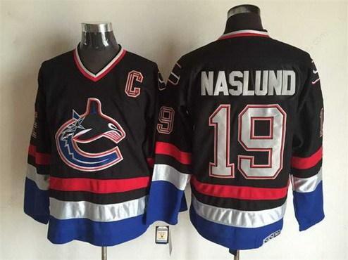 Men’s Vancouver Canucks #19 Markus Naslund 2003-04 Black CCM Vintage Throwback Jersey