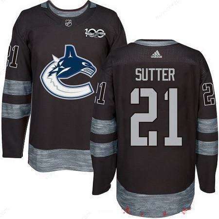 Men’s Vancouver Canucks #21 Brandon Sutter Black 100Th Anniversary Stitched NHL 2017 Adidas Hockey Jersey