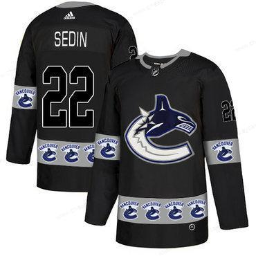 Men’s Vancouver Canucks #22 Henrik Daniel Sedin Black Team Logos Fashion Adidas Jersey