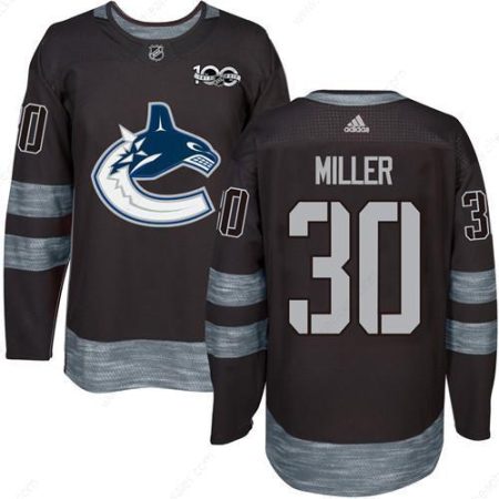 Men’s Vancouver Canucks #30 Ryan Miller Black 100Th Anniversary Stitched NHL 2017 Adidas Hockey Jersey