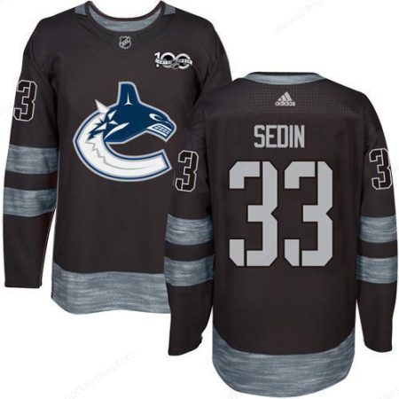 Men’s Vancouver Canucks #33 Henrik Sedin Black 100Th Anniversary Stitched NHL 2017 Adidas Hockey Jersey