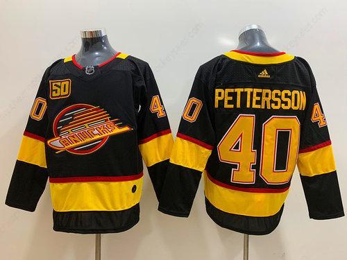 Men’s Vancouver Canucks 40 Elias Pettersson Black 50Th Season Adidas Jersey