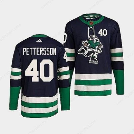 Men’s Vancouver Canucks #40 Elias Pettersson Navy 2022 Reverse Retro Stitched Jersey