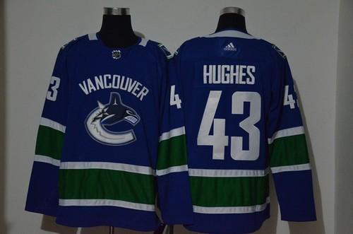 Men’s Vancouver Canucks #43 Quinn Hughes Blue Adidas Stitched NHL Jersey