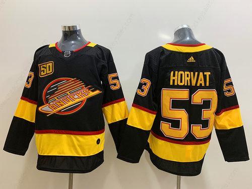 Men’s Vancouver Canucks 53 Bo Horvat Black 50Th Season Adidas Jersey