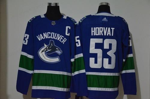 Men’s Vancouver Canucks #53 Bo Horvat Blue With C Patch Adidas Stitched NHL Jersey