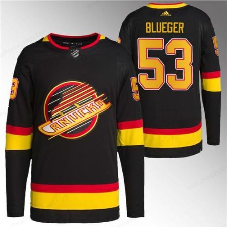 Men’s Vancouver Canucks #53 Teddy Blueger Black Retro Stitched Jersey