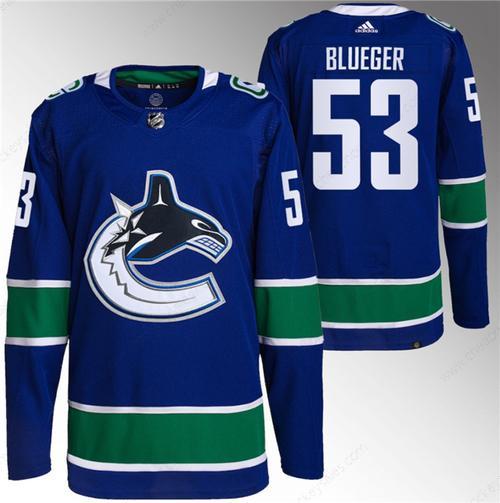 Men’s Vancouver Canucks #53 Teddy Blueger Blue Retro Stitched Jersey