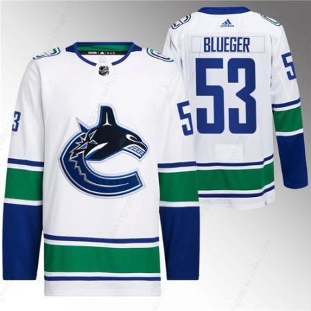 Men’s Vancouver Canucks #53 Teddy Blueger White Retro Stitched Jersey