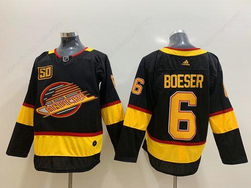 Men’s Vancouver Canucks 6 Brock Boeser Black 50Th Season Adidas Jersey