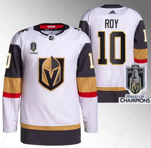 Men’s Vegas Golden Knights #10 Nicolas Roy White 2023 Stanley Cup Champions Stitched Jersey