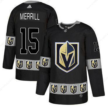 Men’s Vegas Golden Knights #15 Jon Merrill Black Team Logos Fashion Adidas Jersey