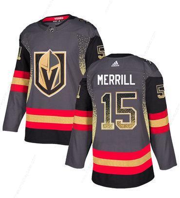 Men’s Vegas Golden Knights #15 Jon Merrill Gray Drift Fashion Jersey