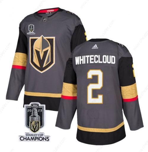 Men’s Vegas Golden Knights #2 Zach Whitecloud Gray 2023 Stanley Cup Champions Stitched Jersey