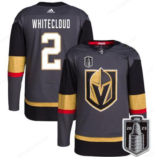 Men’s Vegas Golden Knights #2 Zach Whitecloud Gray 2023 Stanley Cup Final Stitched Jersey