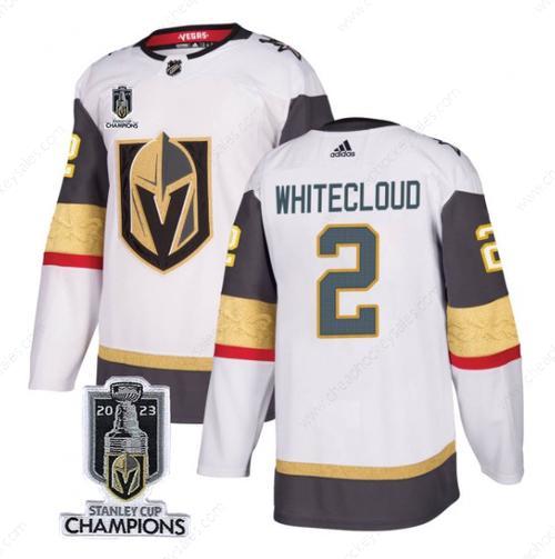 Men’s Vegas Golden Knights #2 Zach Whitecloud White 2023 Stanley Cup Champions Stitched Jersey