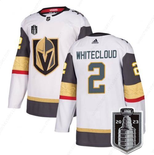 Men’s Vegas Golden Knights #2 Zach Whitecloud White 2023 Stanley Cup Final Stitched Jersey