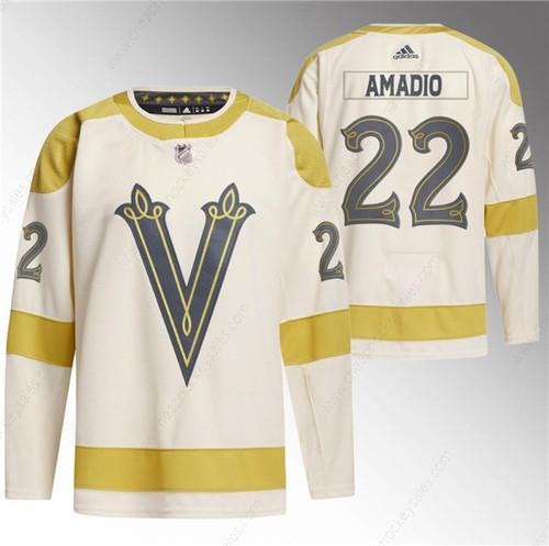 Men’s Vegas Golden Knights #22 Michael Amadio Cream 2024 Winter Classic Breakaway Stitched Jersey