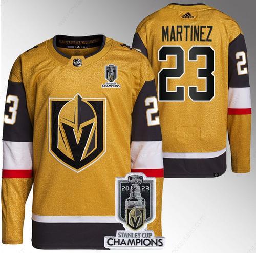 Men’s Vegas Golden Knights #23 Alec Martinez Gold 2023 Stanley Cup Champions Stitched Jersey