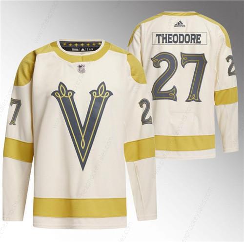 Men’s Vegas Golden Knights #27 Shea Theodore Cream 2024 Winter Classic Breakaway Stitched Jersey