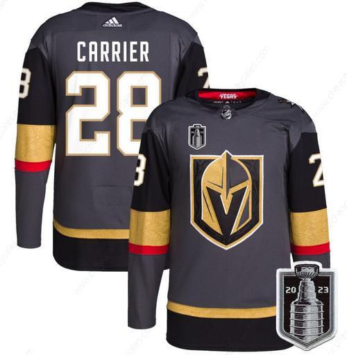 Men’s Vegas Golden Knights #28 William Carrier Gray 2023 Stanley Cup Final Stitched Jersey