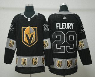 Men’s Vegas Golden Knights #29 Marc-Andre Fleury Black Team Logos Fashion Adidas Jersey