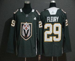 Men’s Vegas Golden Knights #29 Marc-Andre Fleury Gray Dia De Los Muertos Adidas Jersey