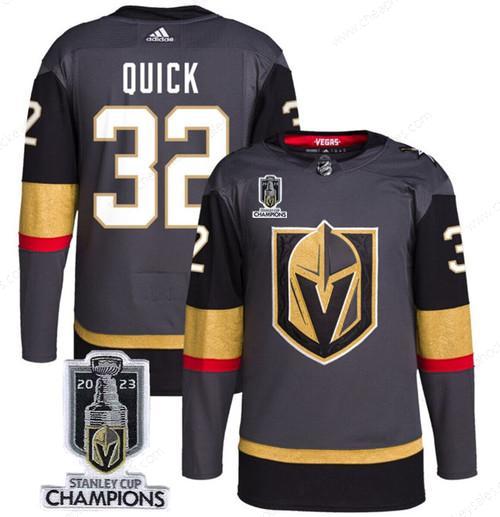 Men’s Vegas Golden Knights #32 Jonathan Quick Gray 2023 Stanley Cup Champions Stitched Jersey