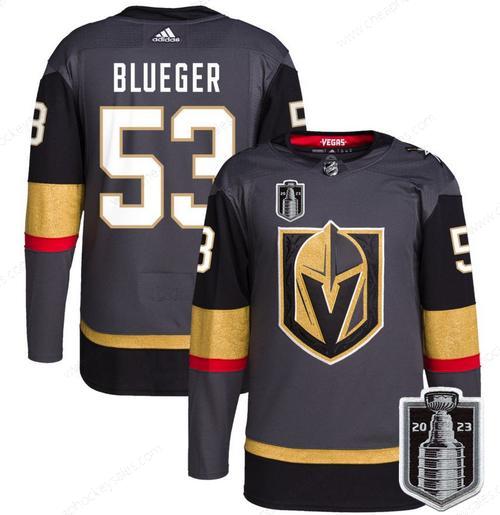 Men’s Vegas Golden Knights #53 Teddy Blueger Gray 2023 Stanley Cup Final Stitched Jersey