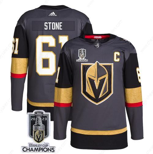 Men’s Vegas Golden Knights #61 Mark Stone Gray 2023 Stanley Cup Champions Stitched Jersey