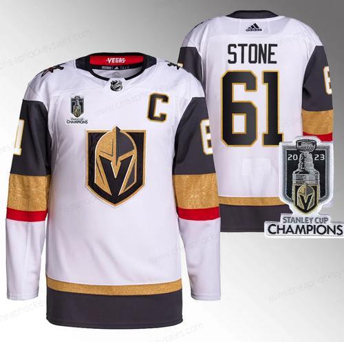 Men’s Vegas Golden Knights #61 Mark Stone White 2023 Stanley Cup Champions Stitched Jersey