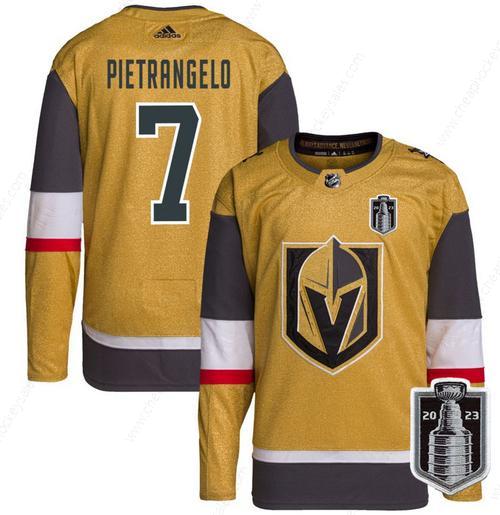 Men’s Vegas Golden Knights #7 Alex Pietrangelo Gold 2023 Stanley Cup Final Stitched Jersey