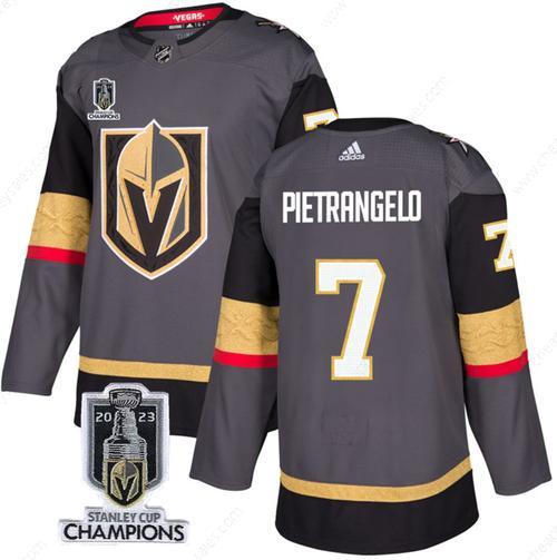 Men’s Vegas Golden Knights #7 Alex Pietrangelo Gray 2023 Stanley Cup Champions Stitched Jersey