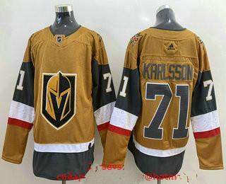 Men’s Vegas Golden Knights #71 William Karlsson Gold 2020-21 Alternate Stitched Adidas Jersey