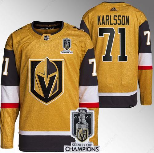 Men’s Vegas Golden Knights #71 William Karlsson Gold 2023 Stanley Cup Champions Stitched Jersey