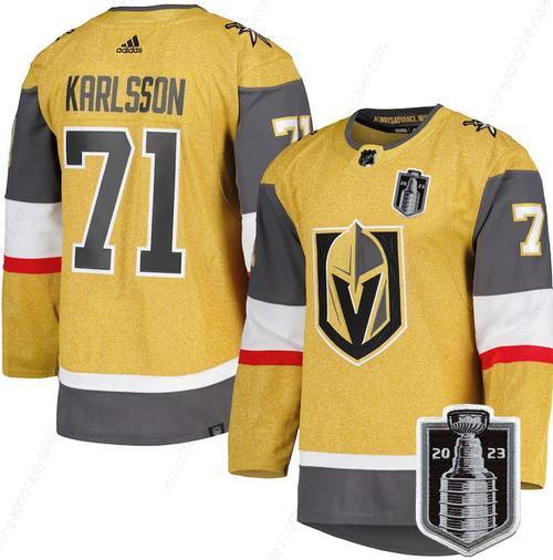 Men’s Vegas Golden Knights #71 William Karlsson Gold 2023 Stanley Cup Final Stitched Jersey