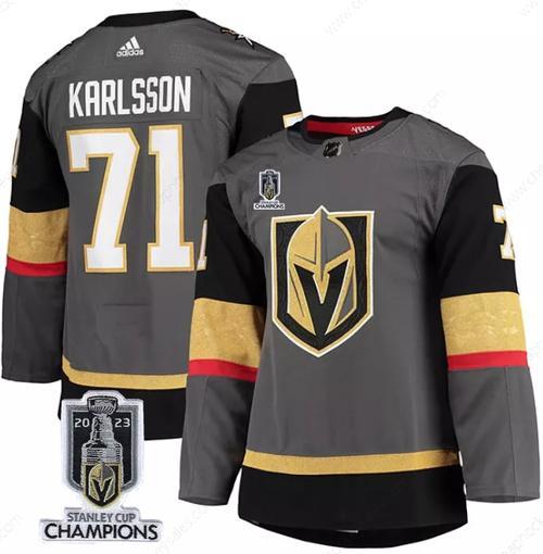 Men’s Vegas Golden Knights #71 William Karlsson Gray 2023 Stanley Cup Champions Stitched Jersey